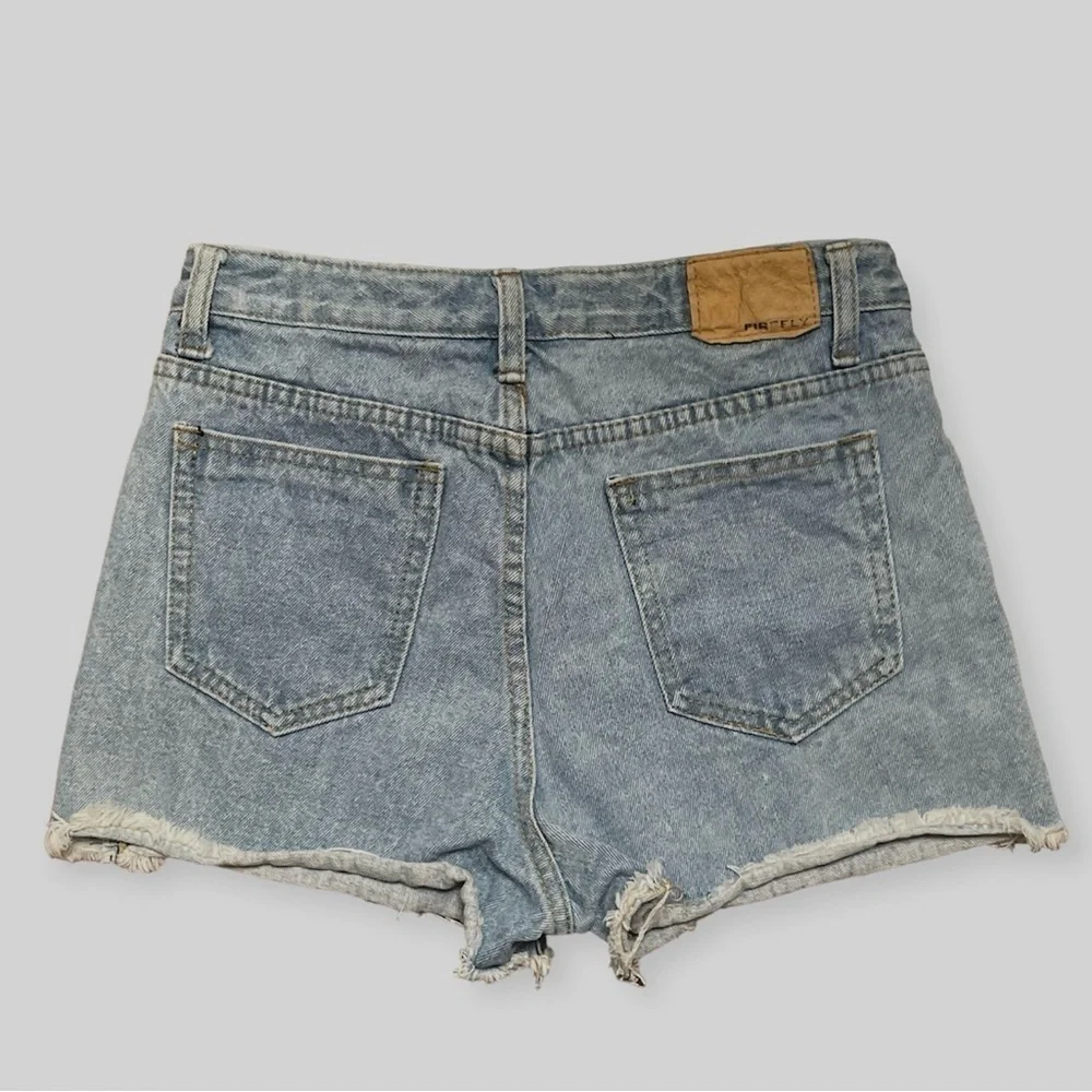 Firefly Spike Embellished Denim Frayed Hem Shorts Size 27 - Picture 2 of 8